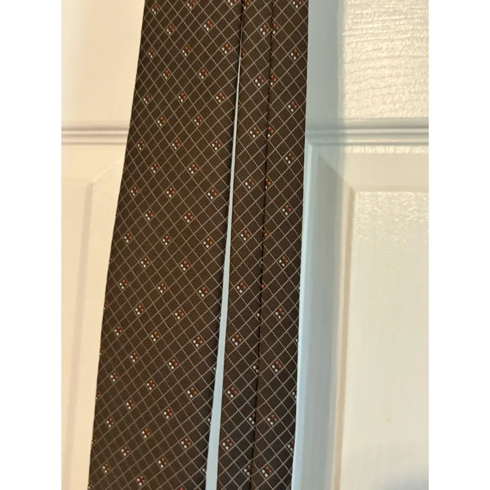BRITT Men's Polyester Neck Tie, Brown with a check design, Brown Rust Neck Tie